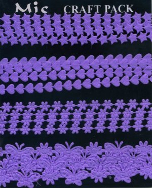 4m Assorted Fabric Ribbons - Lilac - KP828